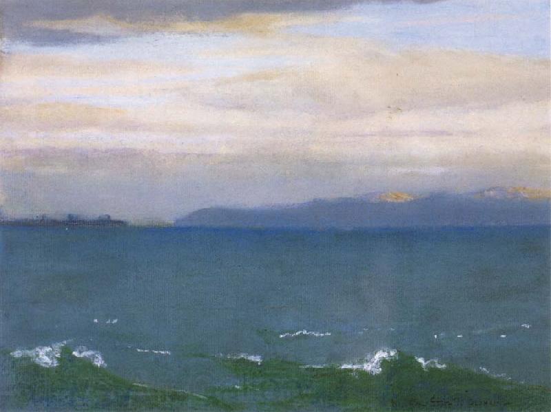 William Stott of Oldham Seascape with Distant Mountains Norge oil painting art